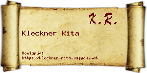 Kleckner Rita névjegykártya